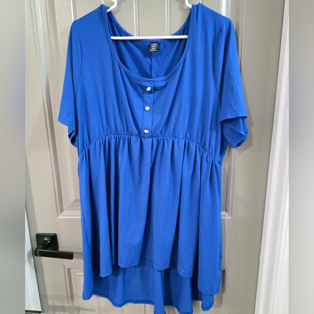 Shein Womans Size 3xl Tag 2xl Fit Royal Blue Tunic Top